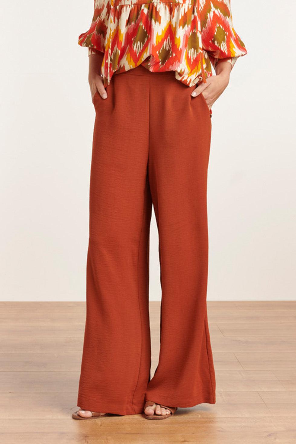 23049-740 Dames Effen Broek Met Hoge Taillecognac | Cognac