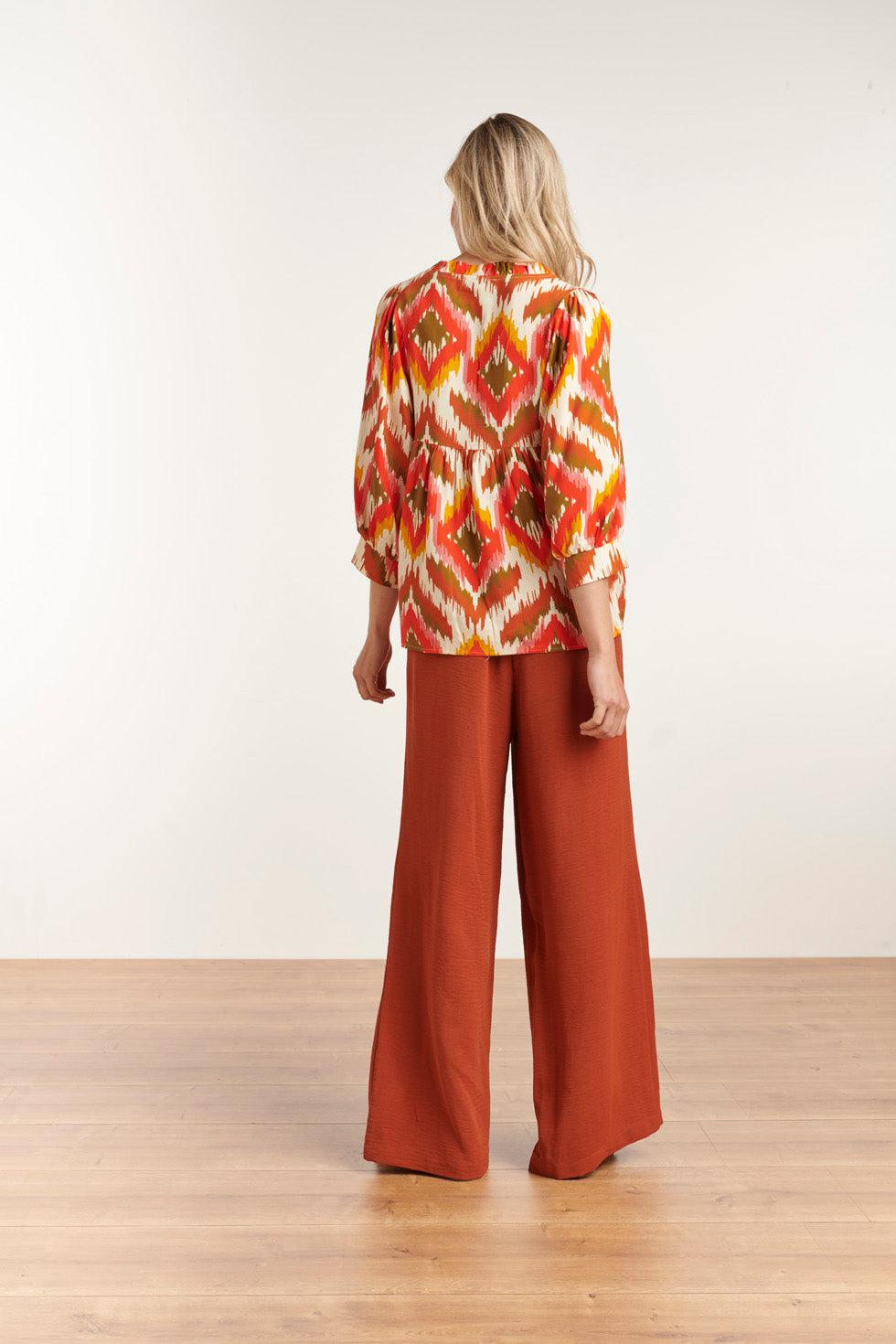 23049-740 Dames Effen Broek Met Hoge Taillecognac | Cognac