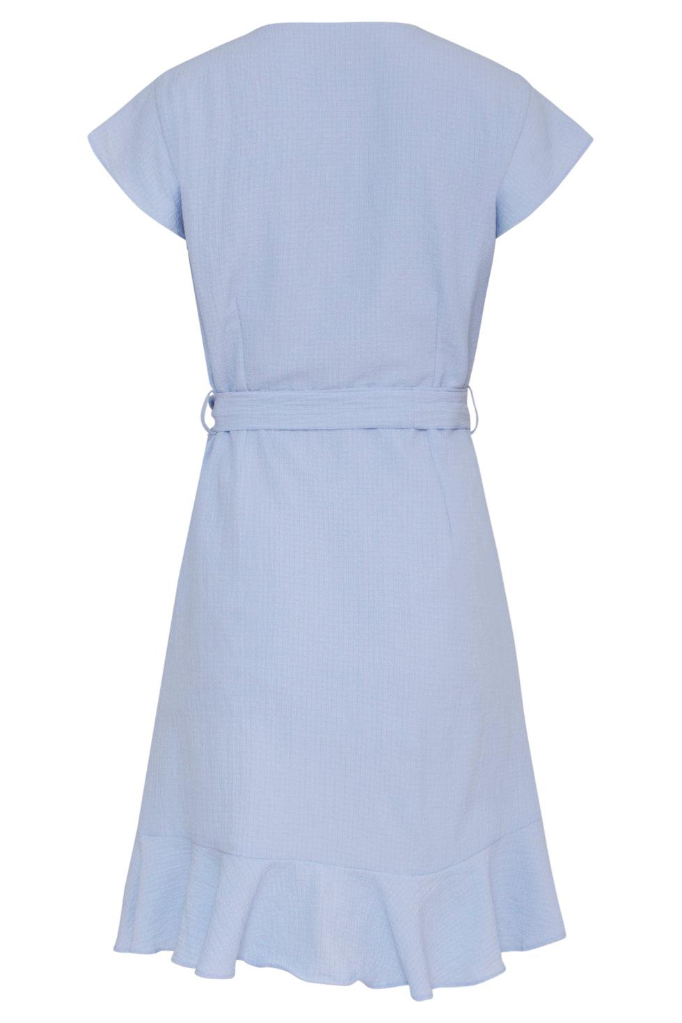 23057-600 Fashionable Ruffle Dames Jurk | Light Blue