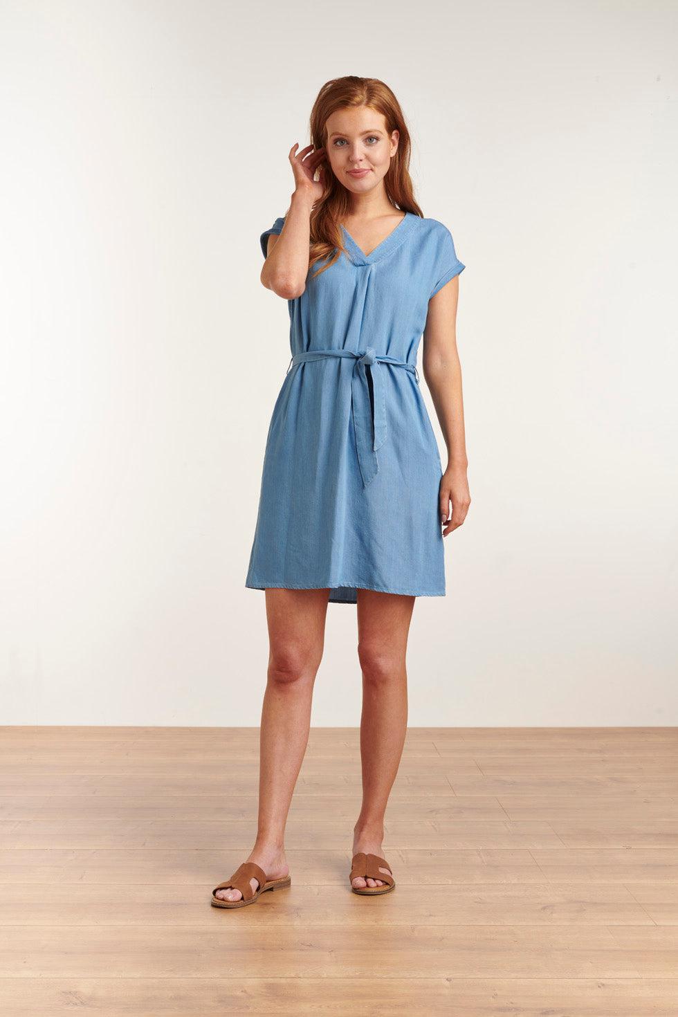 23079 Flexcellence Denim Zomerjurk Metv-Hals | Medium Blue Denim