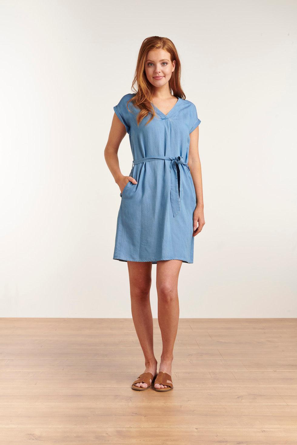 23079 Flexcellence Denim Zomerjurk Metv-Hals | Medium Blue Denim