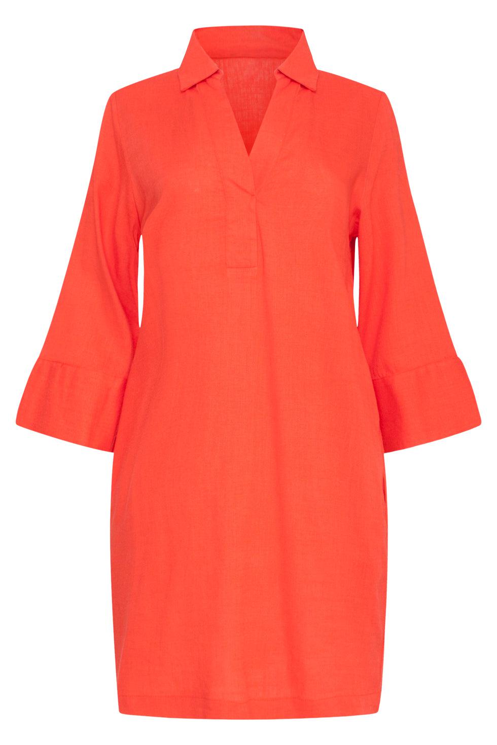 23080-250 Stijlvolle Kraagjurk Voor Vrouwen | Orange