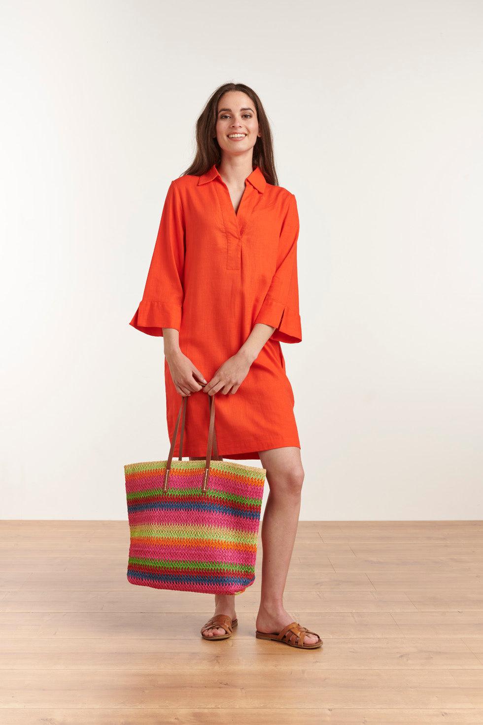 23080-250 Stijlvolle Kraagjurk Voor Vrouwen | Orange