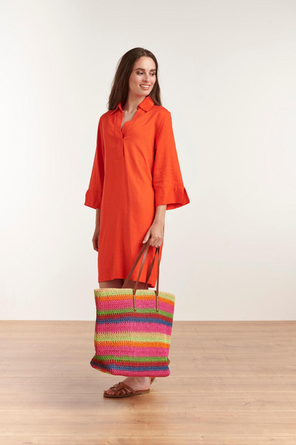 23080-250 Stijlvolle Kraagjurk Voor Vrouwen | Orange