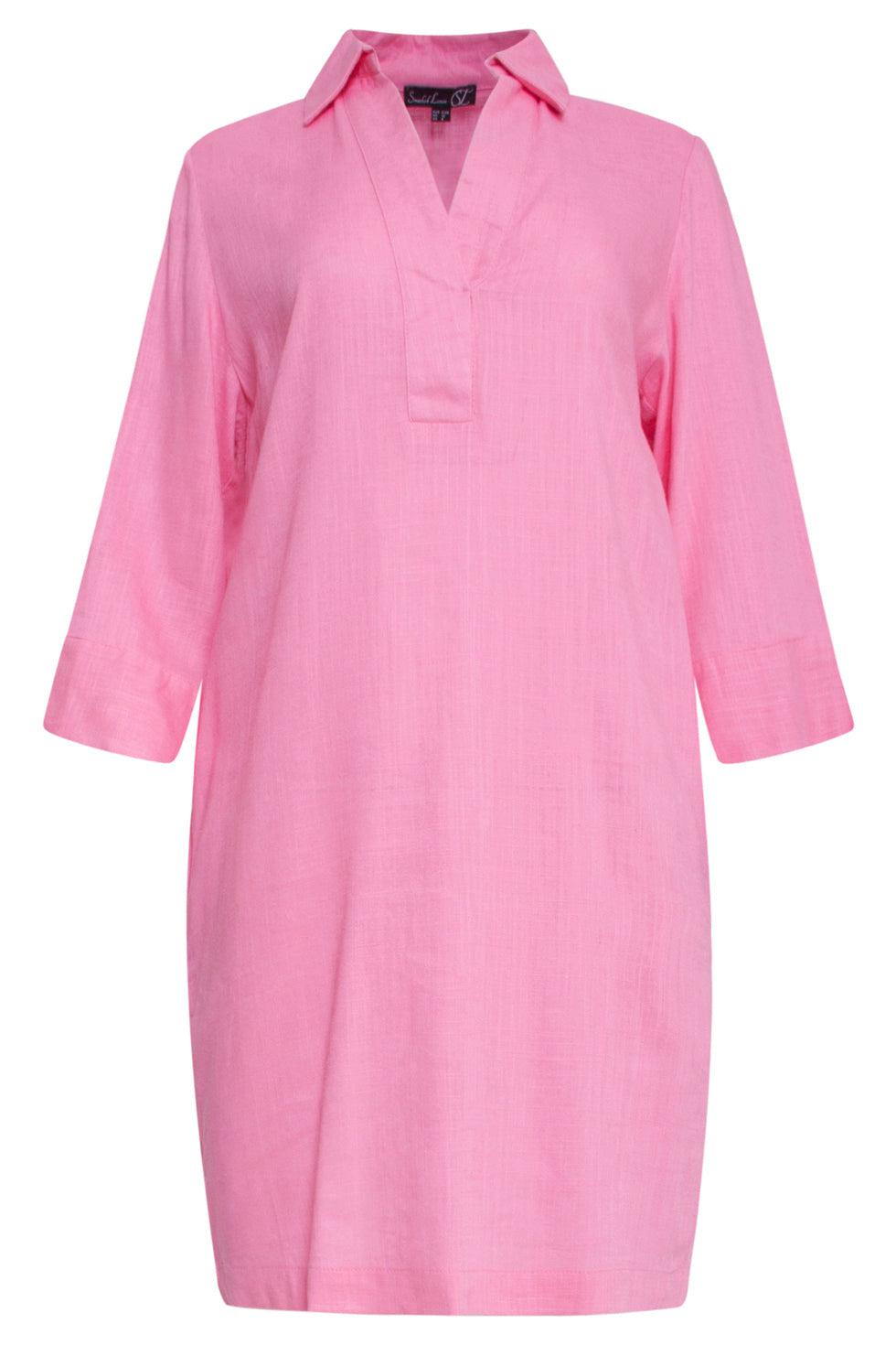 23080-420 Zomerjurk Met Korte Mouwen Voor Vrouwen | Pink