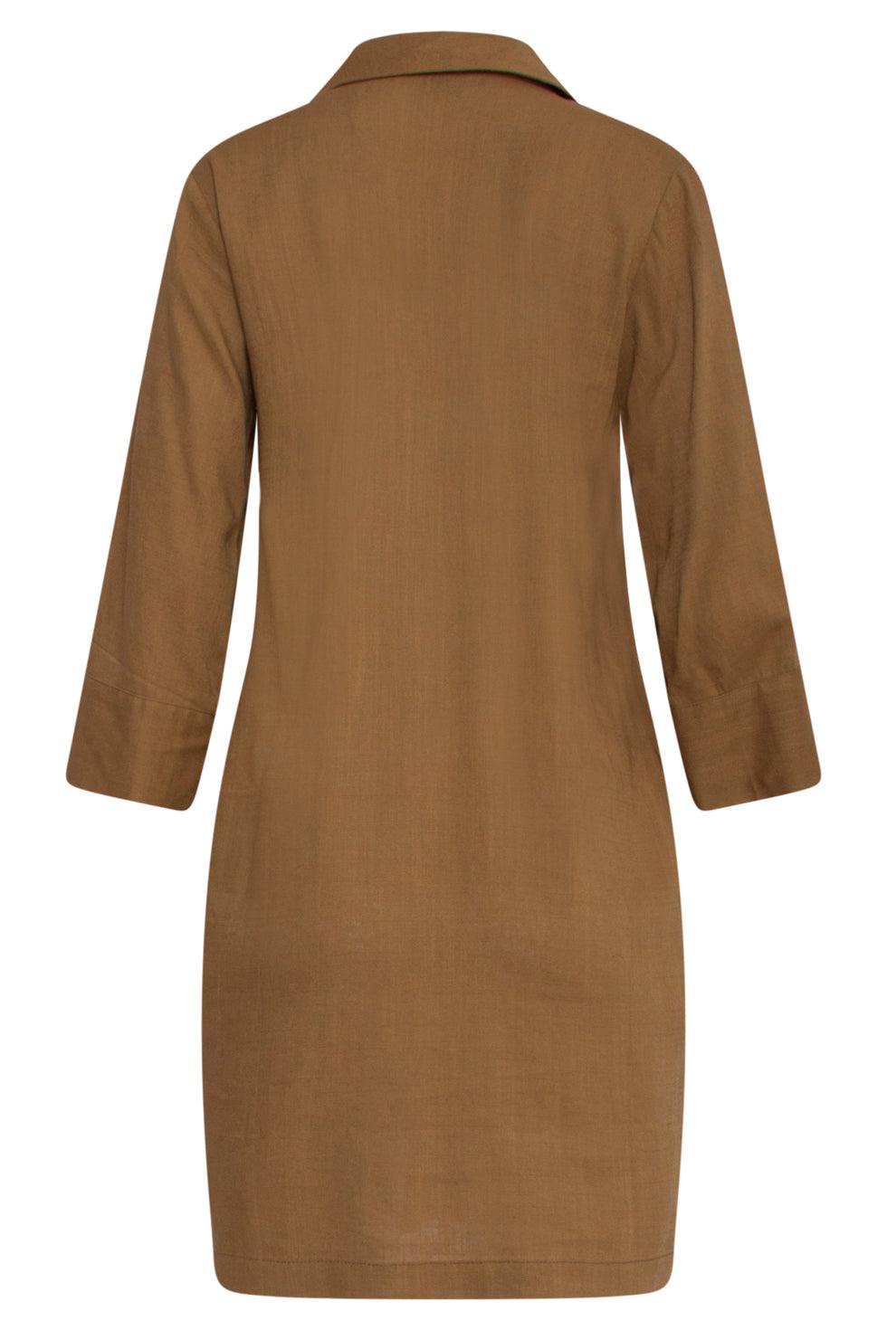 23080-550 Vrouwen Leuke Kraag Zomer Korte Overhemd Jurk | Army Green