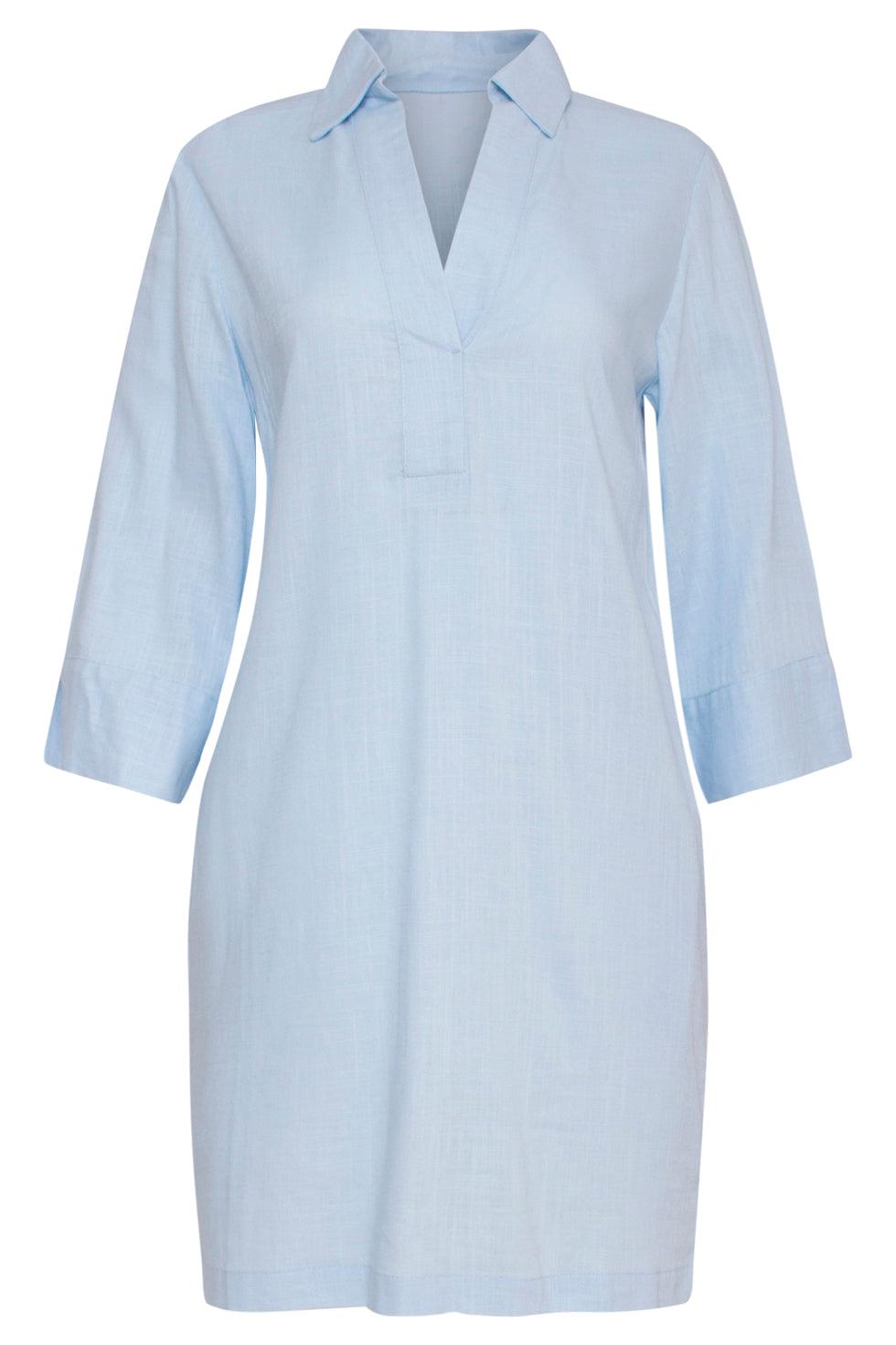 23080-600 Licht Linnen Uitgaans Overhemed Jurkje | Light Blue