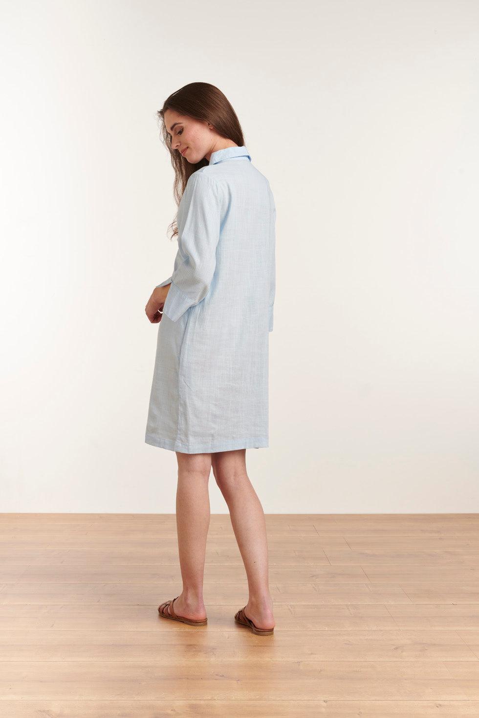 23080-600 Licht Linnen Uitgaans Overhemed Jurkje | Light Blue