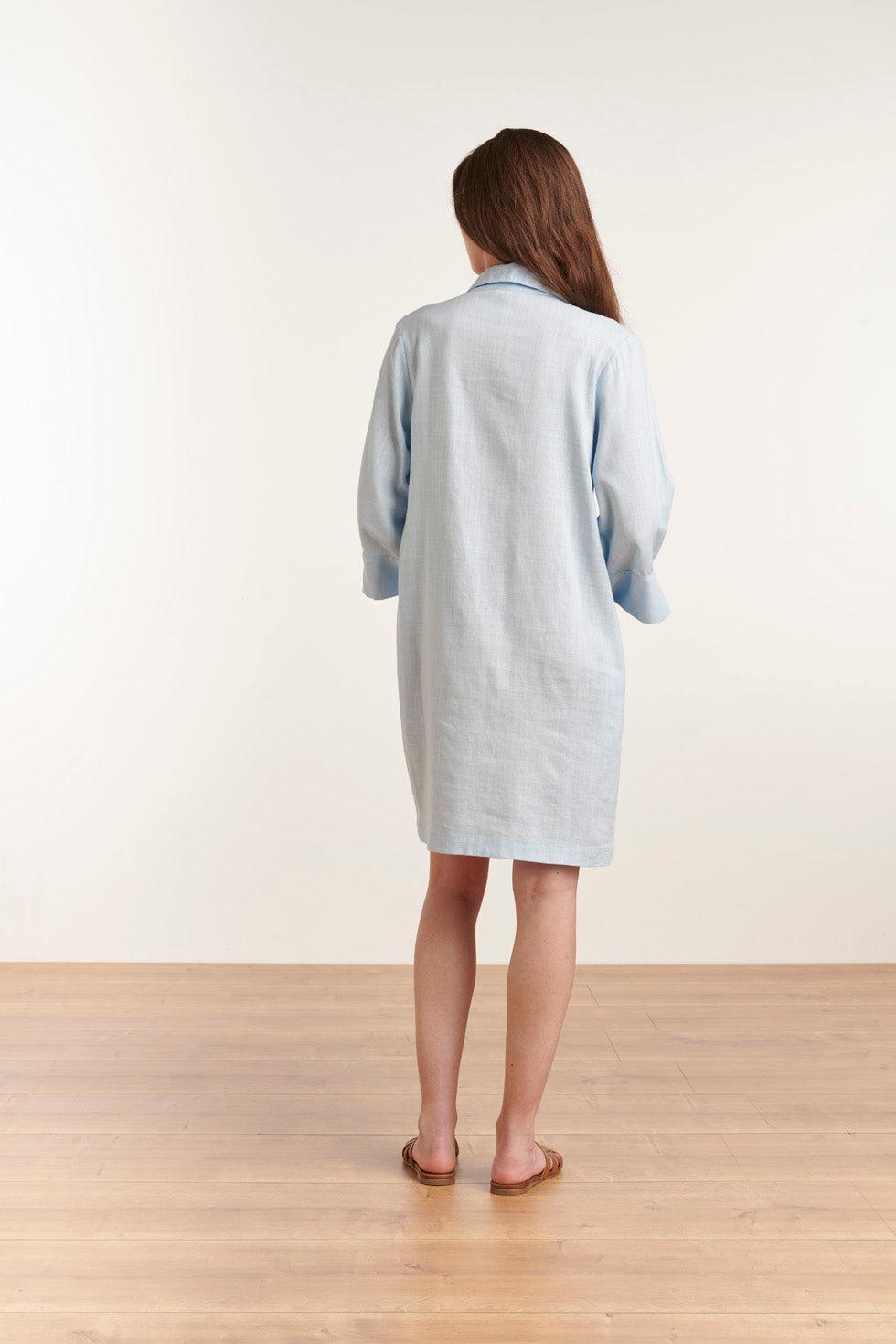 23080-600 Licht Linnen Uitgaans Overhemed Jurkje | Light Blue