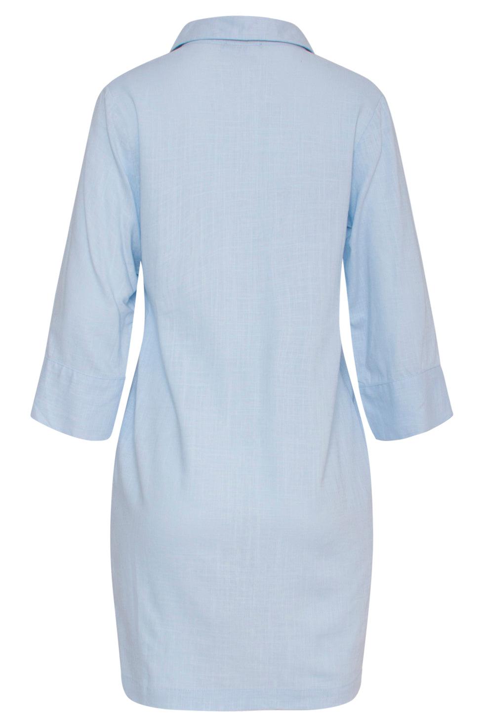 23080-600 Licht Linnen Uitgaans Overhemed Jurkje | Light Blue