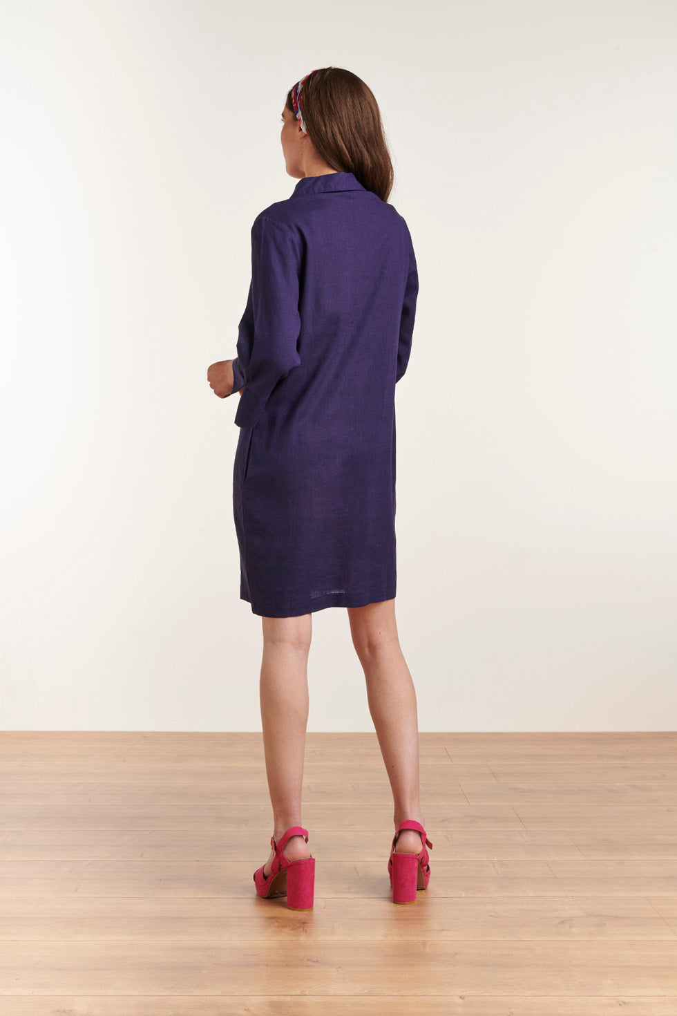 23080-675 Zomerse Kraag Naar Beneden Vrouwenjurk | Navy