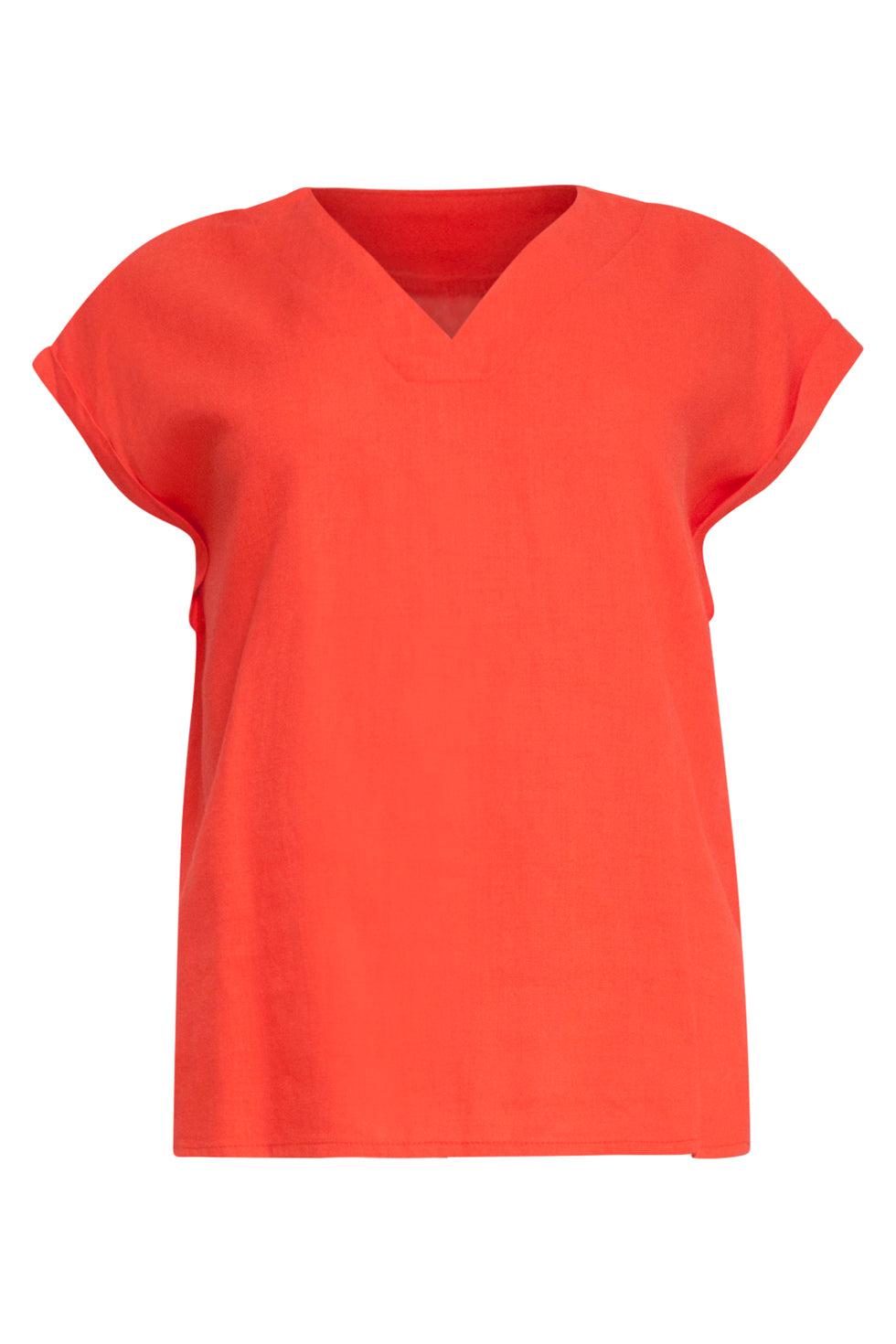 23081-250 Casual Korte Mouwen Top V-Hals | Orange
