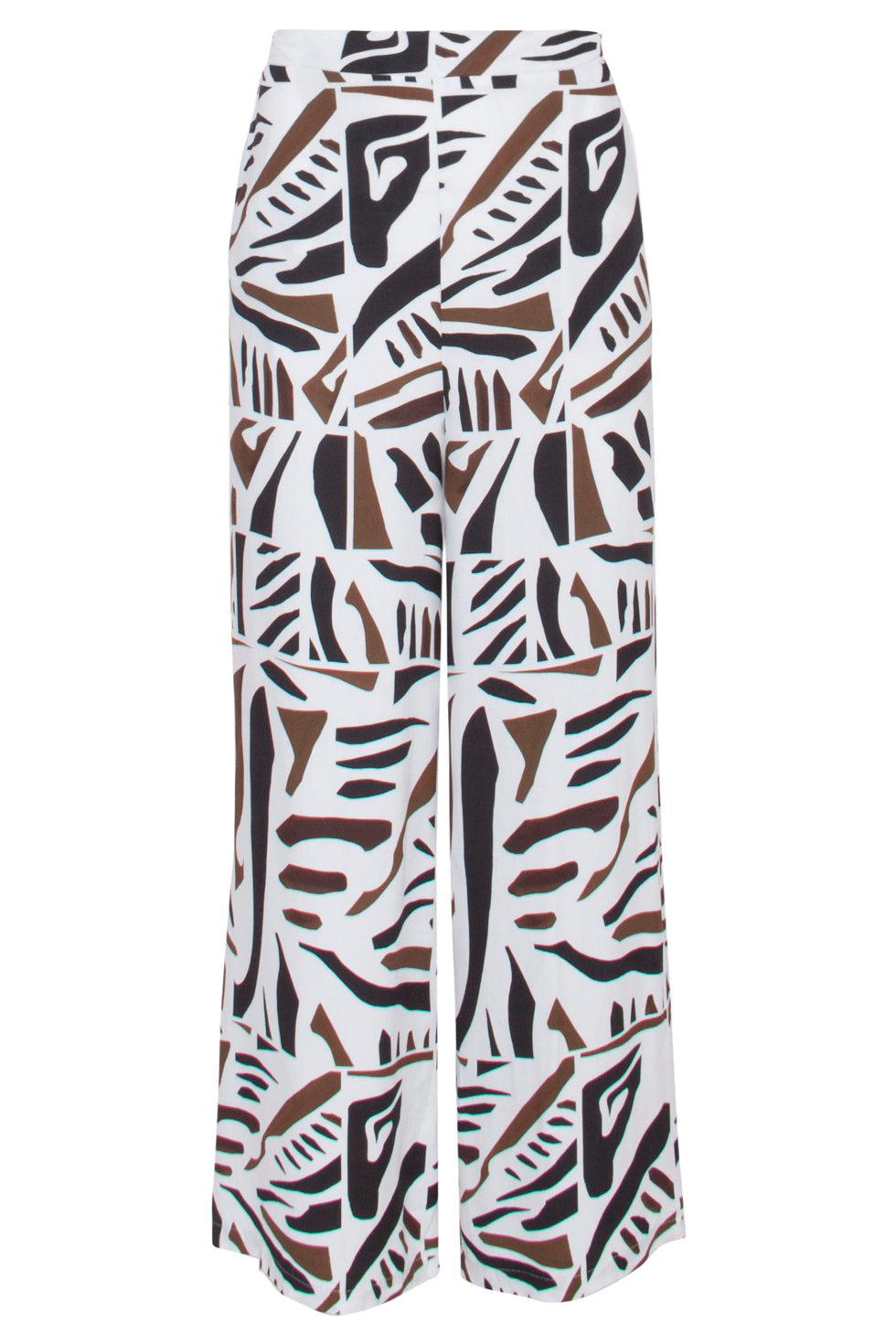 23086 Abstracte Print Wijde Broek | Black White