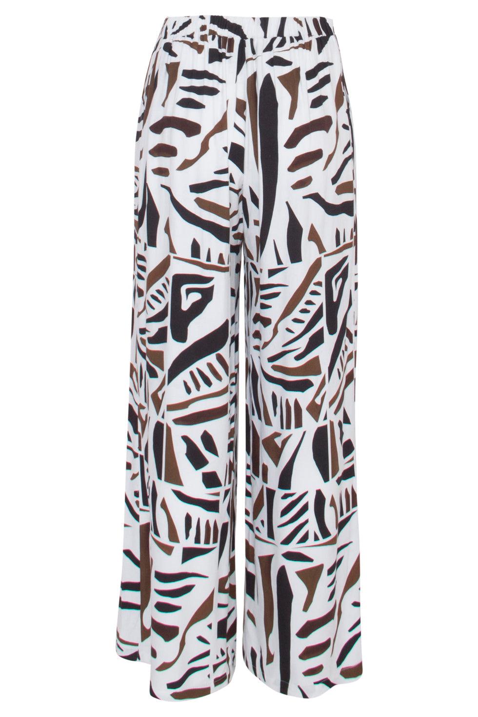 23086 Abstracte Print Wijde Broek | Black White