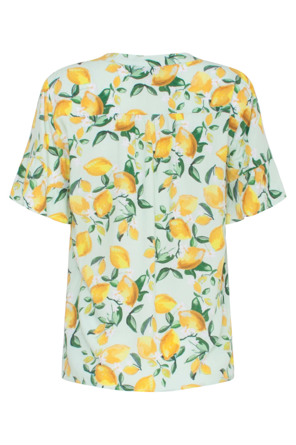 23095 Women'S Casual Summer Short Sleeve Citroen Printed Tops | Light Green-Yellow