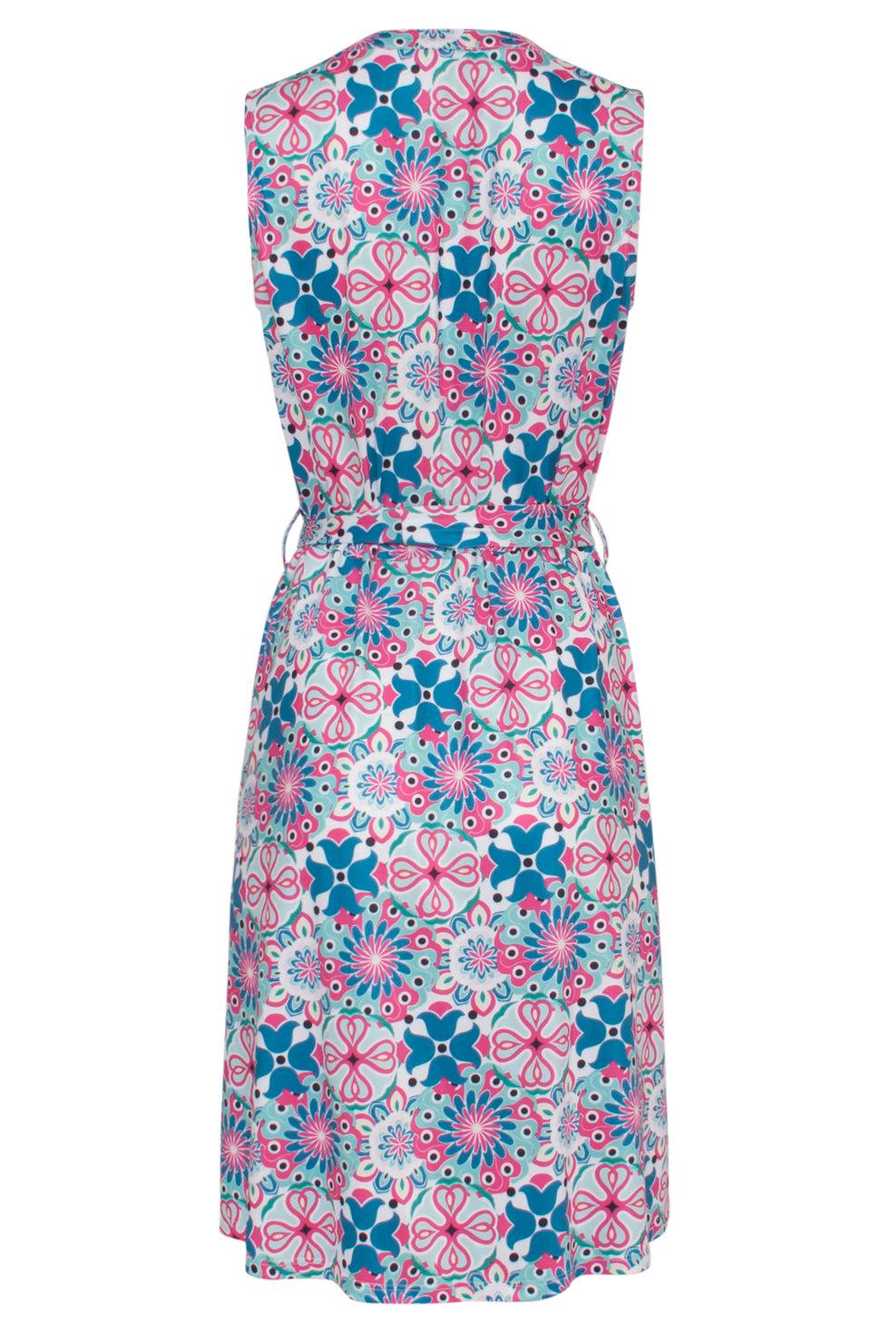 23103 Casual Damesjurk Zonder Mouwen Midi -Multie Jurk | White - Muticolour