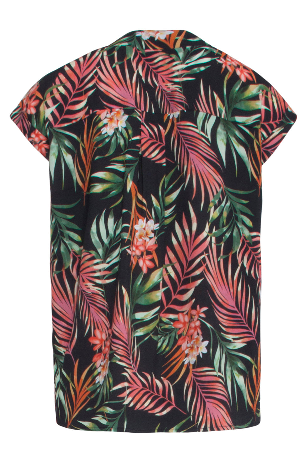 23111 Women's Summer Short-Sleeve V-Neck Printed Tops | Black - Muticolour