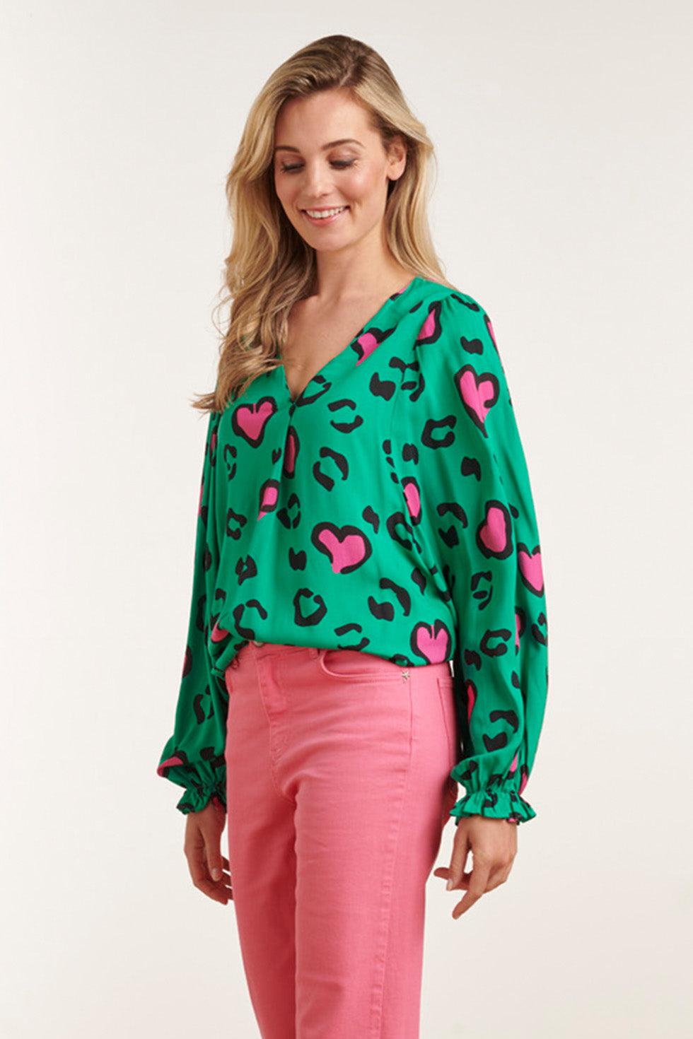 23133 Losvallende Hartjes Topgreen-Pink | Green - Pink