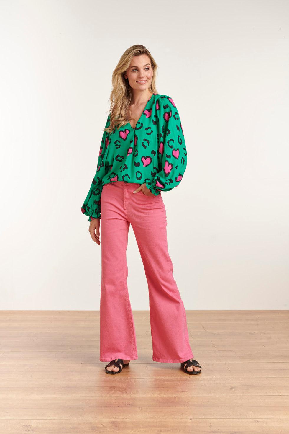 23133 Losvallende Hartjes Topgreen-Pink | Green - Pink