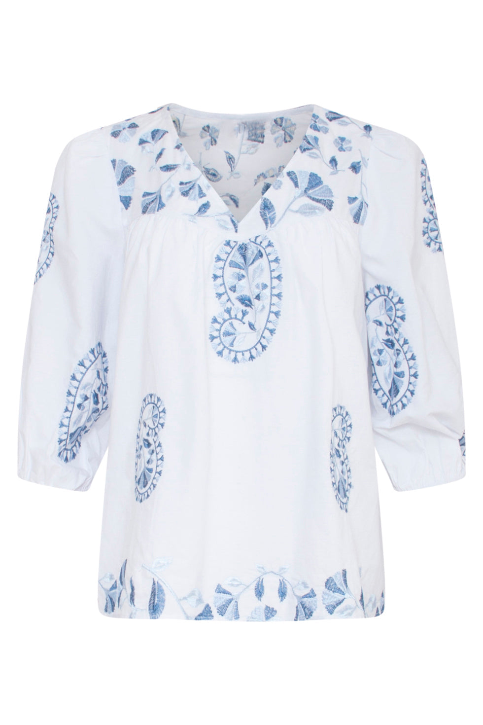 23148 Zomer Losse Pasvorm Lichtgewicht Tuniek Top | White - Blue
