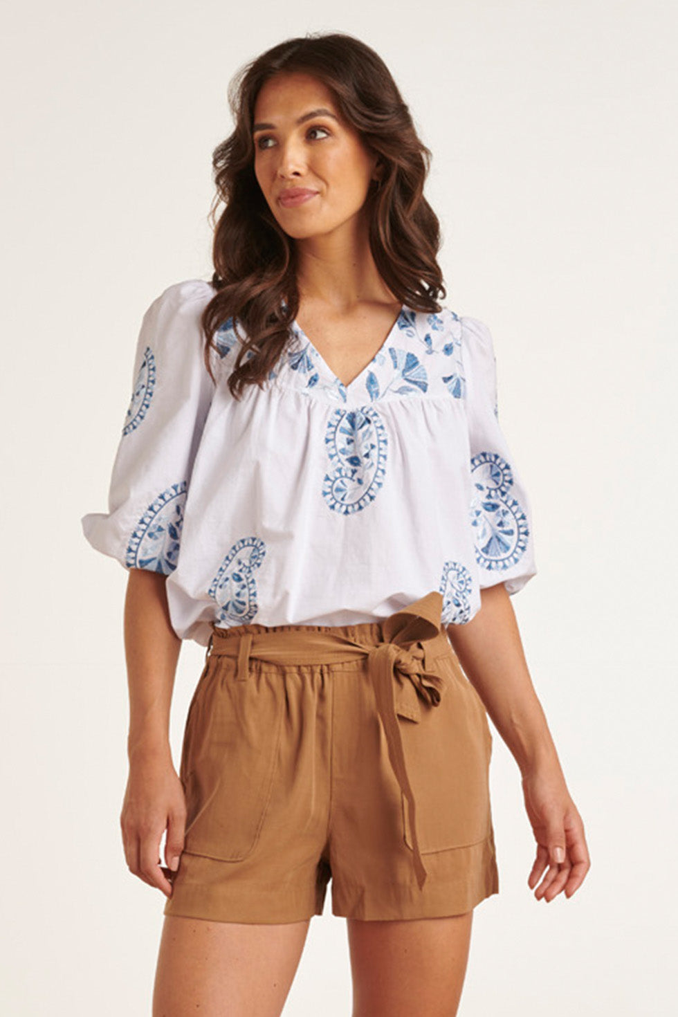 23148 Zomer Losse Pasvorm Lichtgewicht Tuniek Top | White - Blue