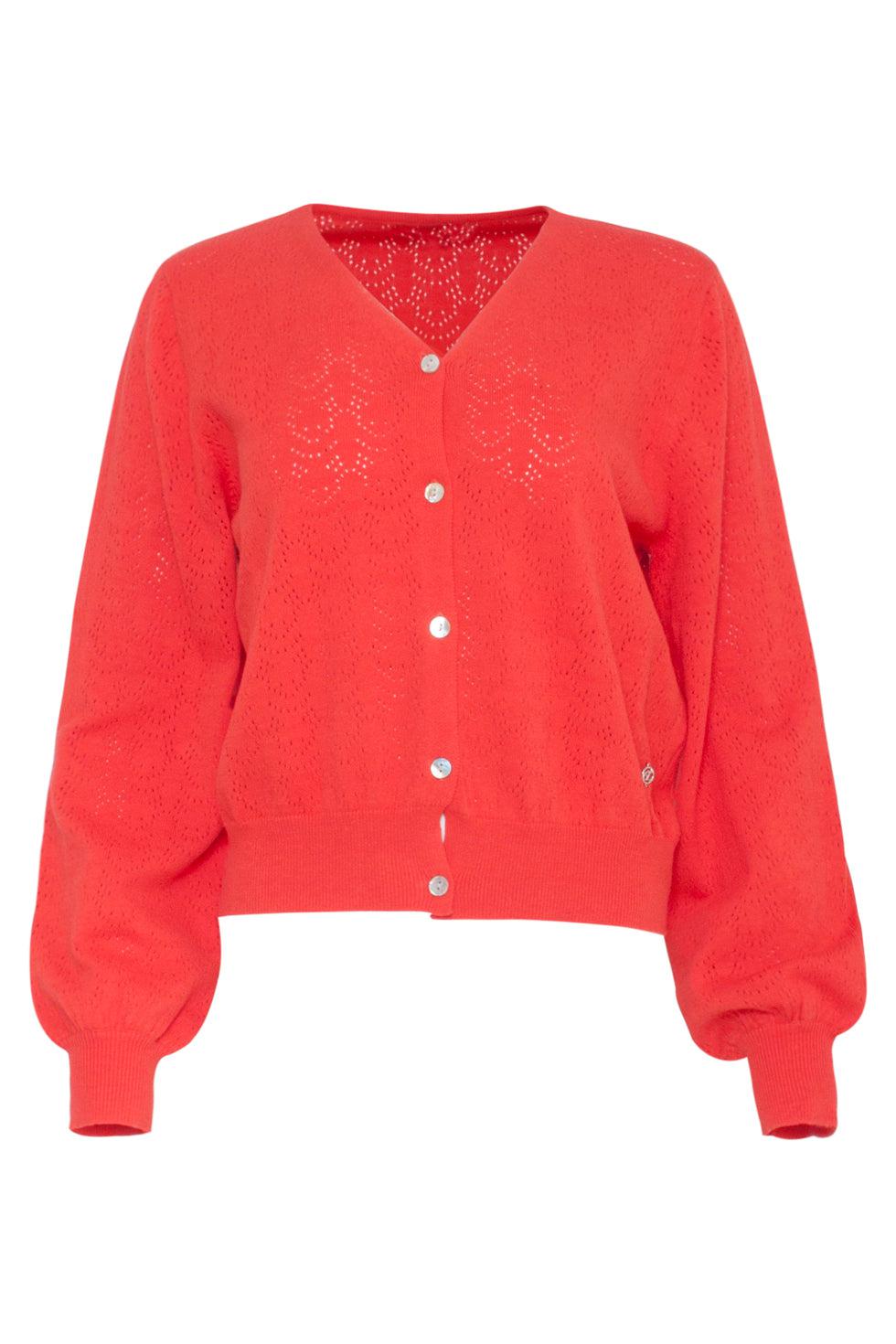 23153-250 Viscose Lange Mouw Cardigan Met Pofmouwen | Orange