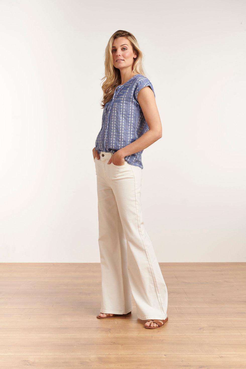 23171-000 Hoge Taille Te Rechte Jeans Broek | White