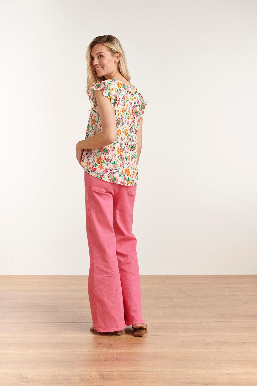 23171-420 Hoge Taille Rechte Jeans Broek | Pink