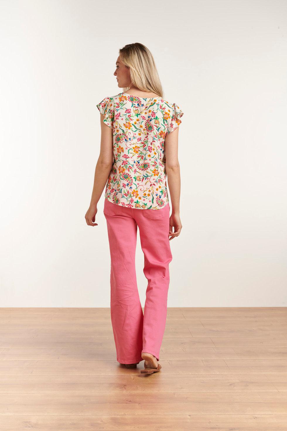 23171-420 Hoge Taille Rechte Jeans Broek | Pink