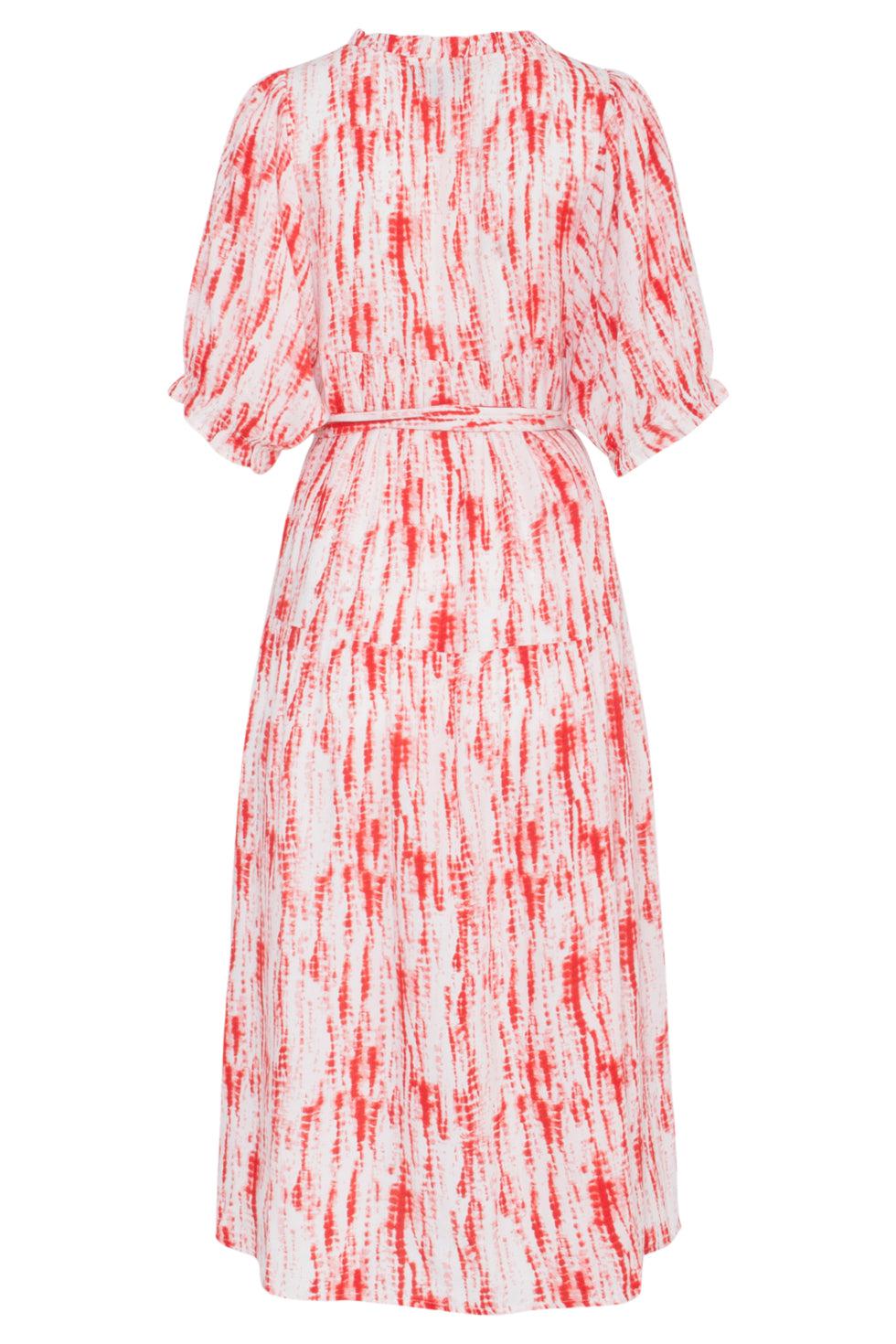 23177 Women Florette Coral Printed Belted Maxi Dress | Brique-Offwhite