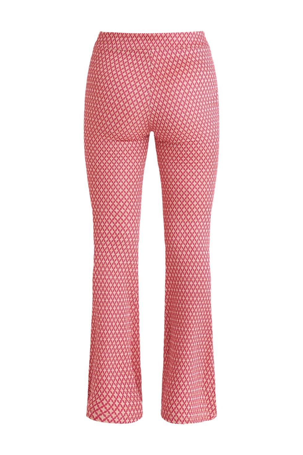 23223 Broek Met Retro Print | Fuchsia - Gold