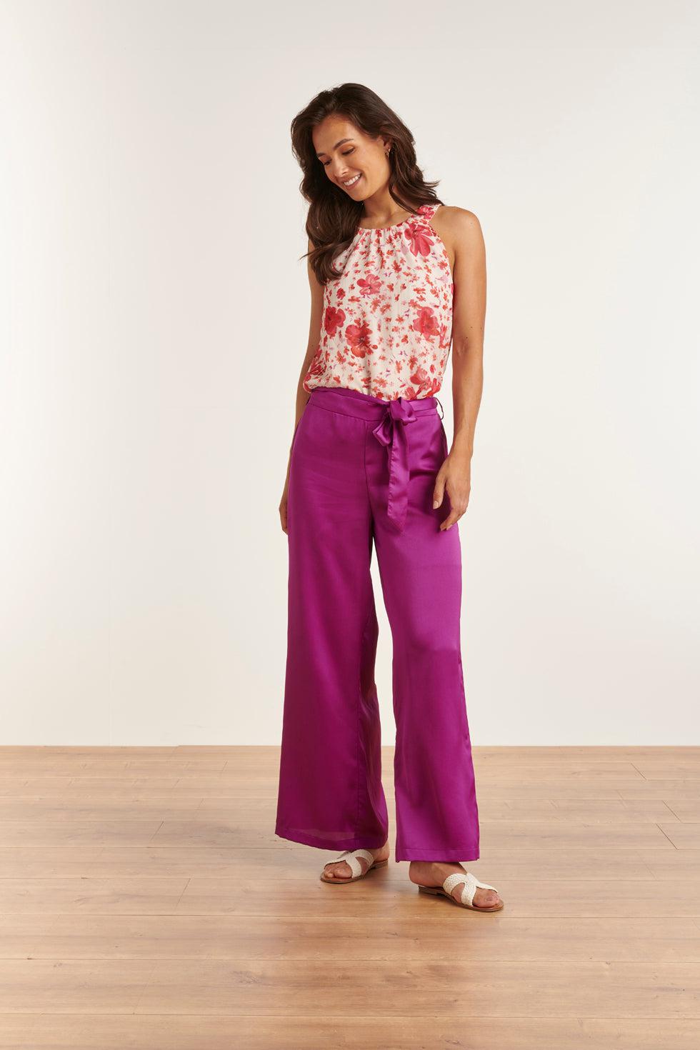 23305 Zomer Top Met - Bloemenprint | White - Red