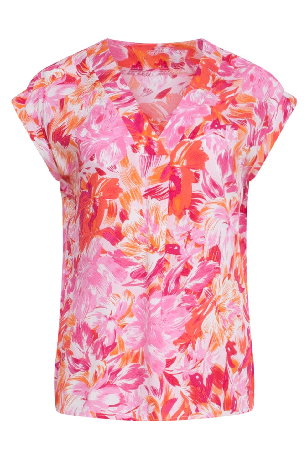23308 Zomer Top Met Bloemenprint 100% Rayon | Muticolour