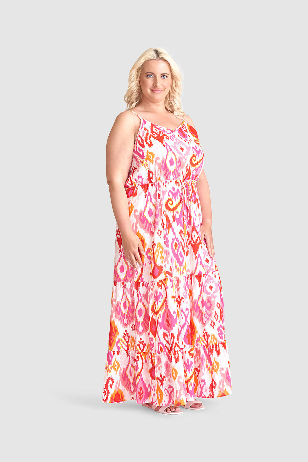 23309 Te Aztec Maxi Zomer Jurk | Muticolour