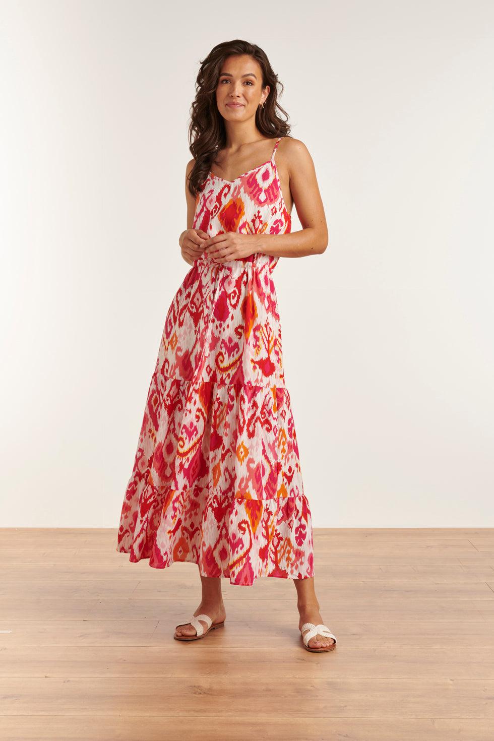 23309 Te Aztec Maxi Zomer Jurk | Muticolour