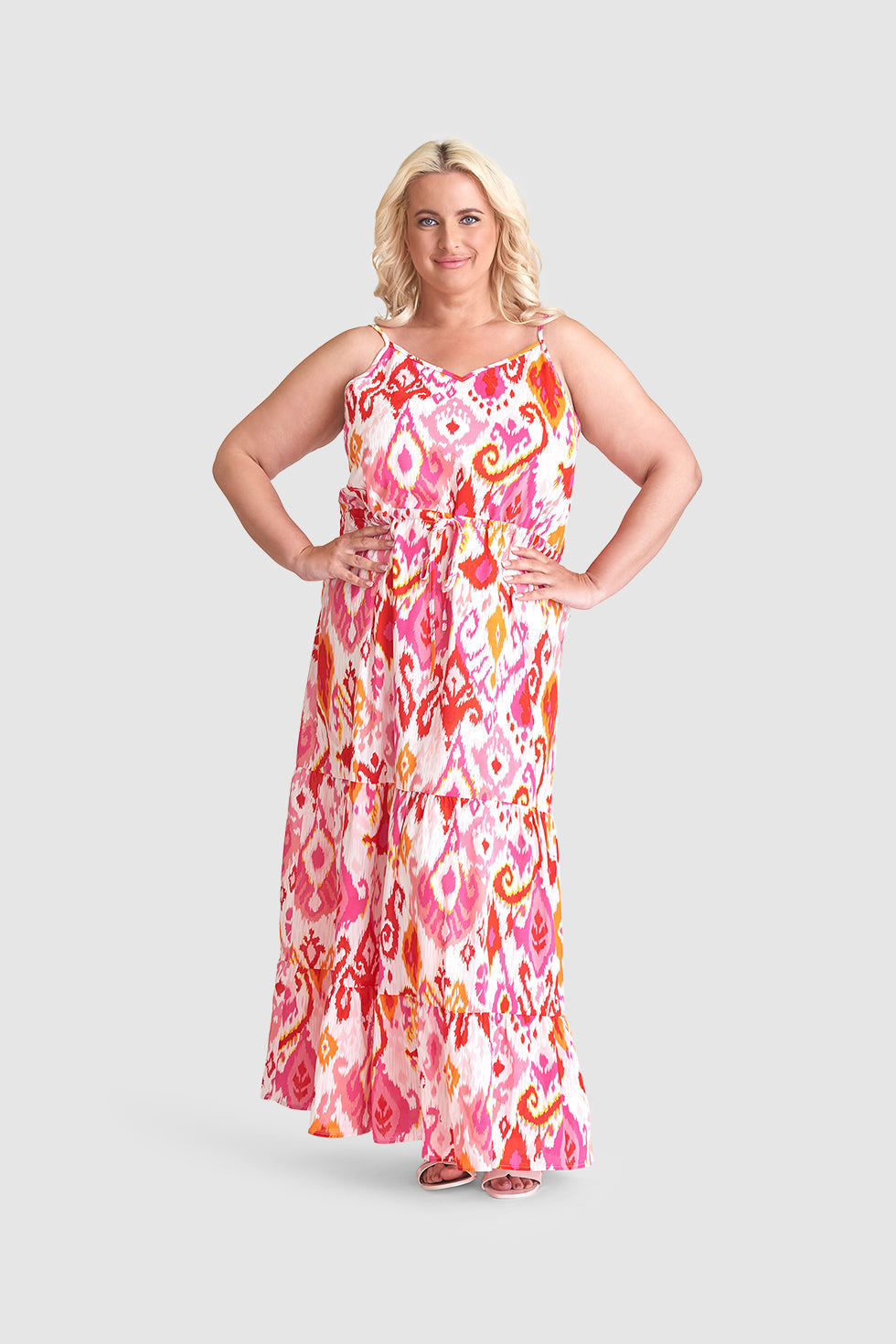 23309 Te Aztec Maxi Zomer Jurk | Muticolour