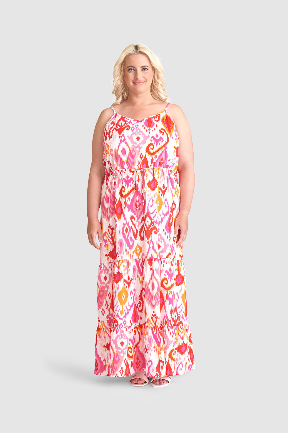 23309 Te Aztec Maxi Zomer Jurk | Muticolour