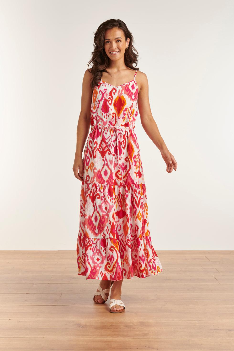 23309 Te Aztec Maxi Zomer Jurk | Muticolour