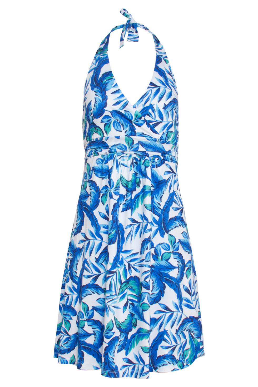 23316 Zomerjurk - Te Bladerenprint - | White - Blue