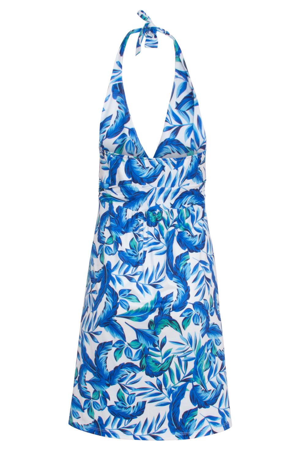 23316 Zomerjurk - Te Bladerenprint - | White - Blue