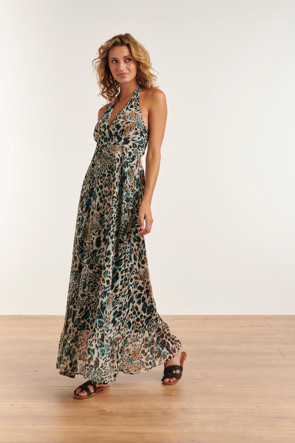 23323 Zomerjurk Met -Te Dierenprint Open Rug | White - Muticolour