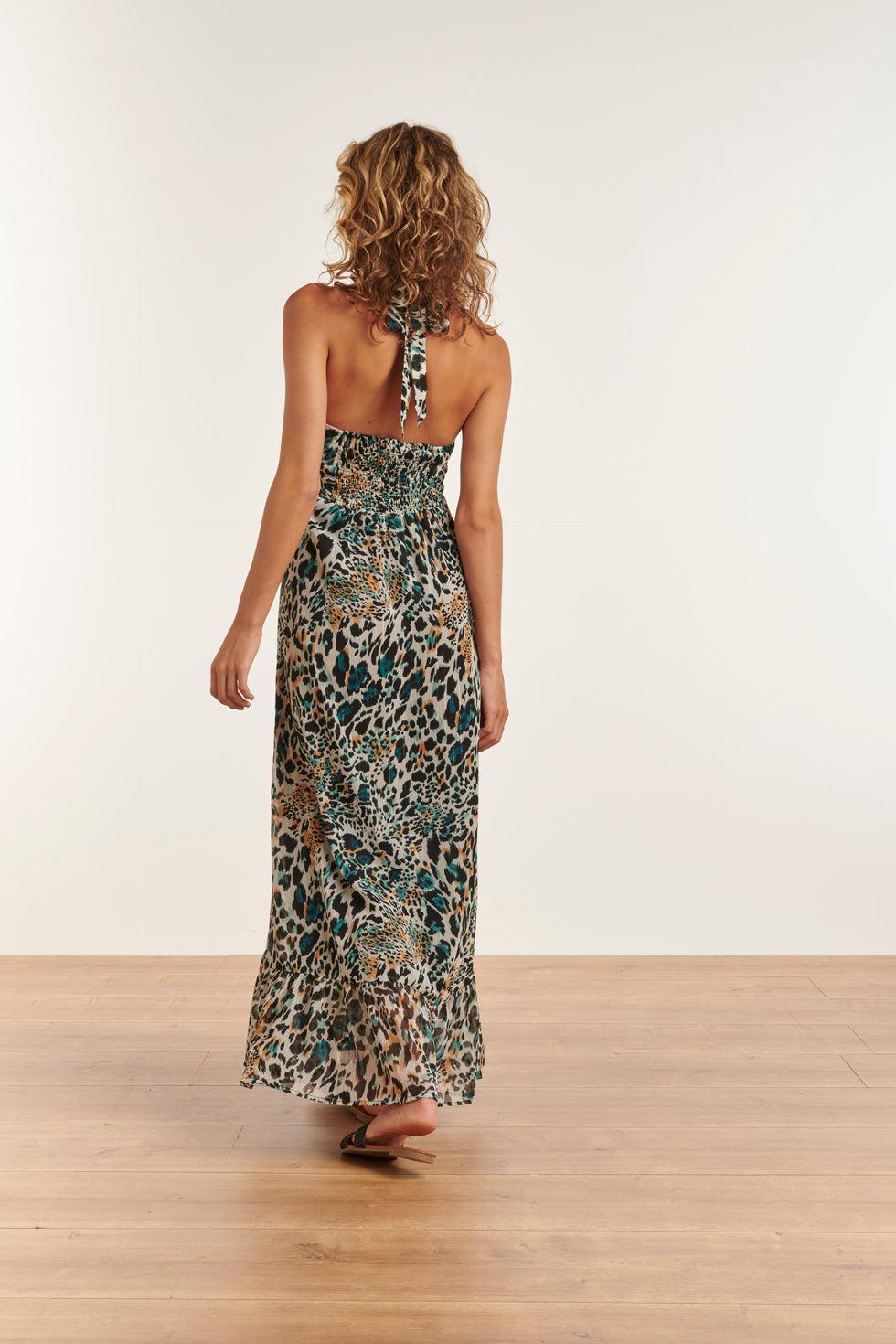 23323 Zomerjurk Met -Te Dierenprint Open Rug | White - Muticolour