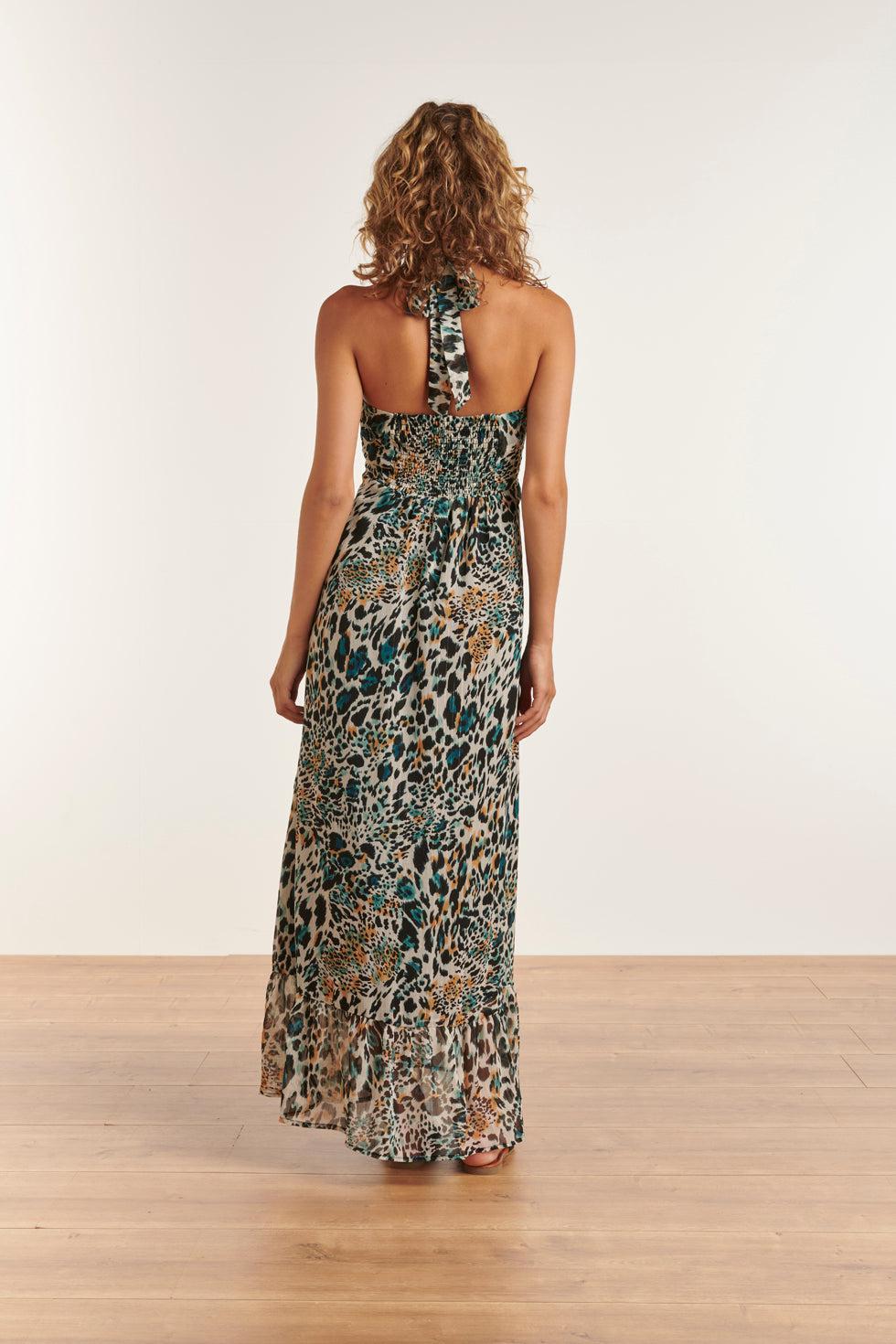 23323 Zomerjurk Met -Te Dierenprint Open Rug | White - Muticolour