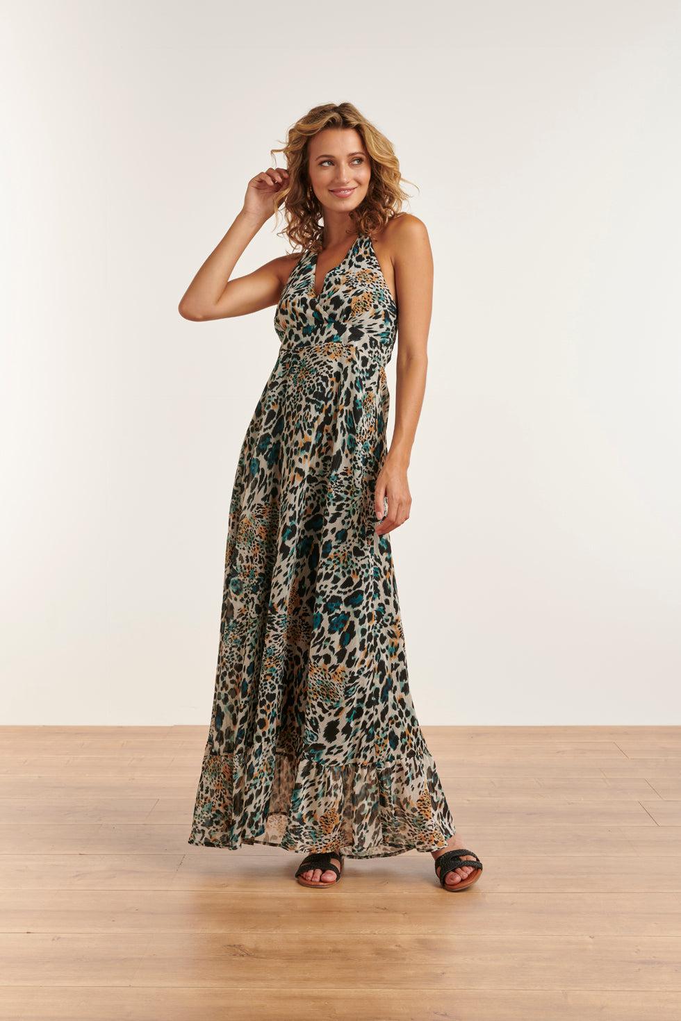 23323 Zomerjurk Met -Te Dierenprint Open Rug | White - Muticolour