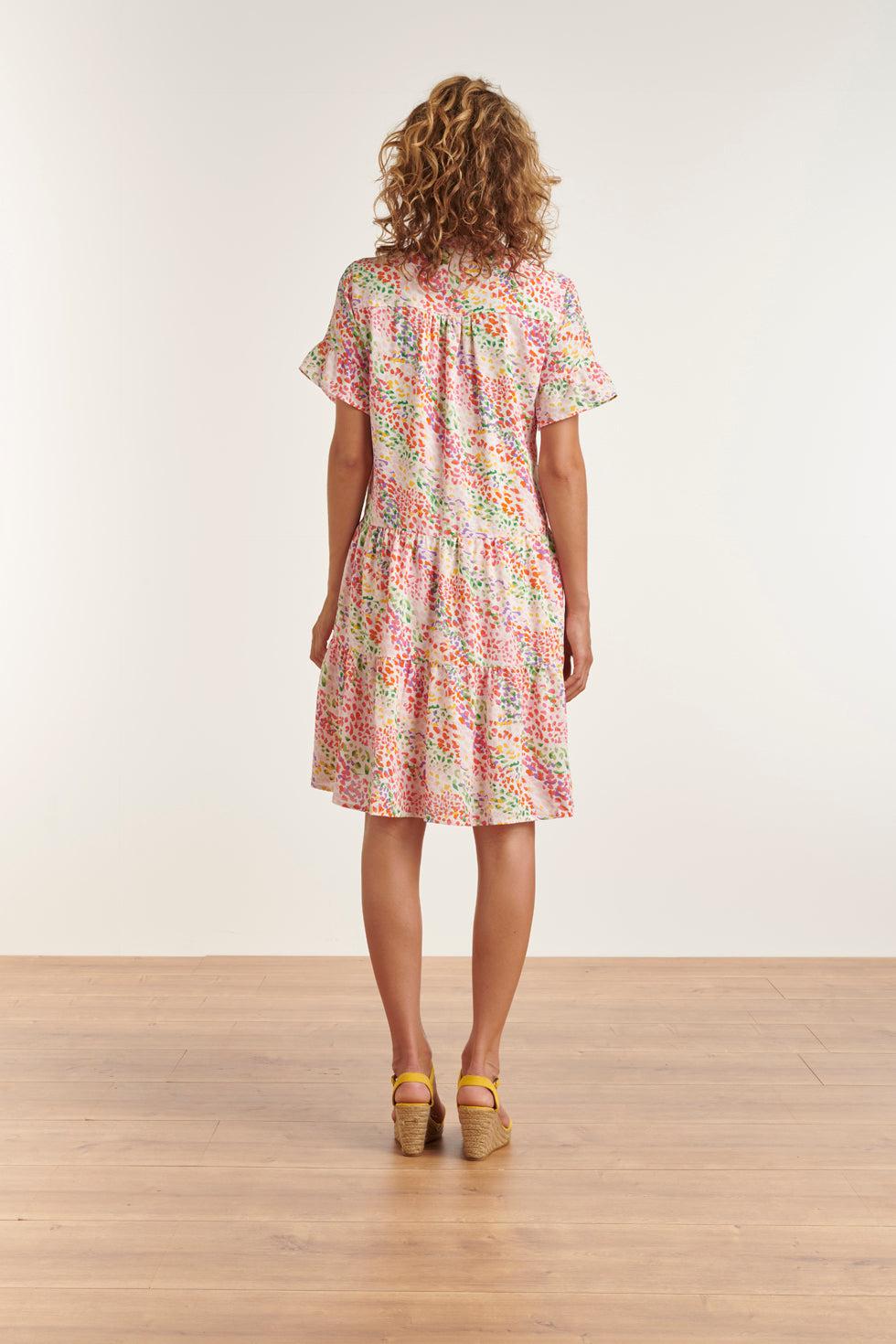 23326 Losvallende Zomer Jurk Met Grafische Print | White - Muticolour