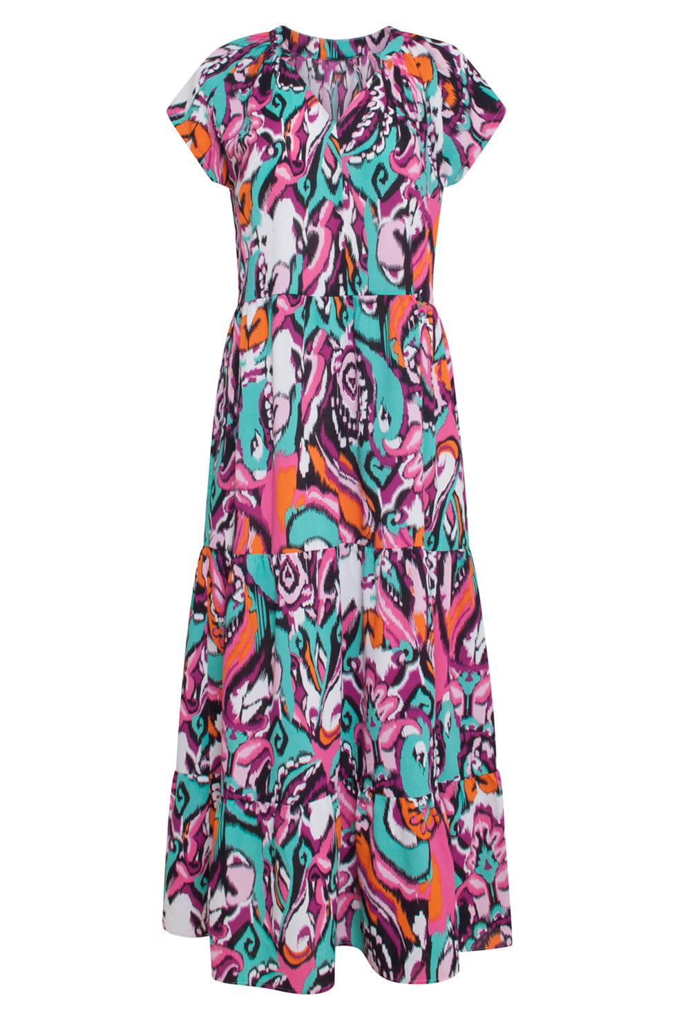 23327 Losvallende Zomerjurk Met Grafische Print | Muticolour