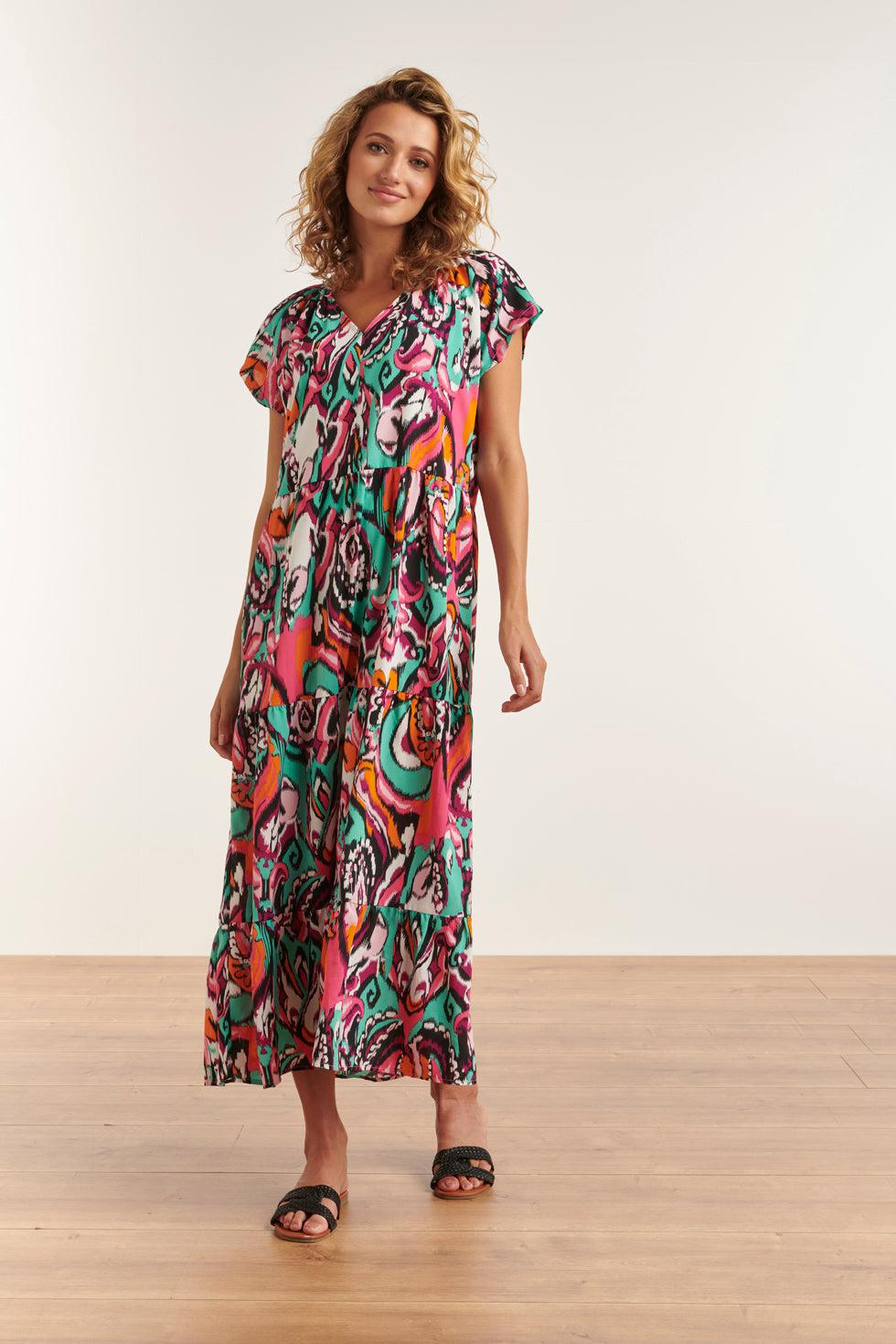 23327 Losvallende Zomerjurk Met Grafische Print | Muticolour