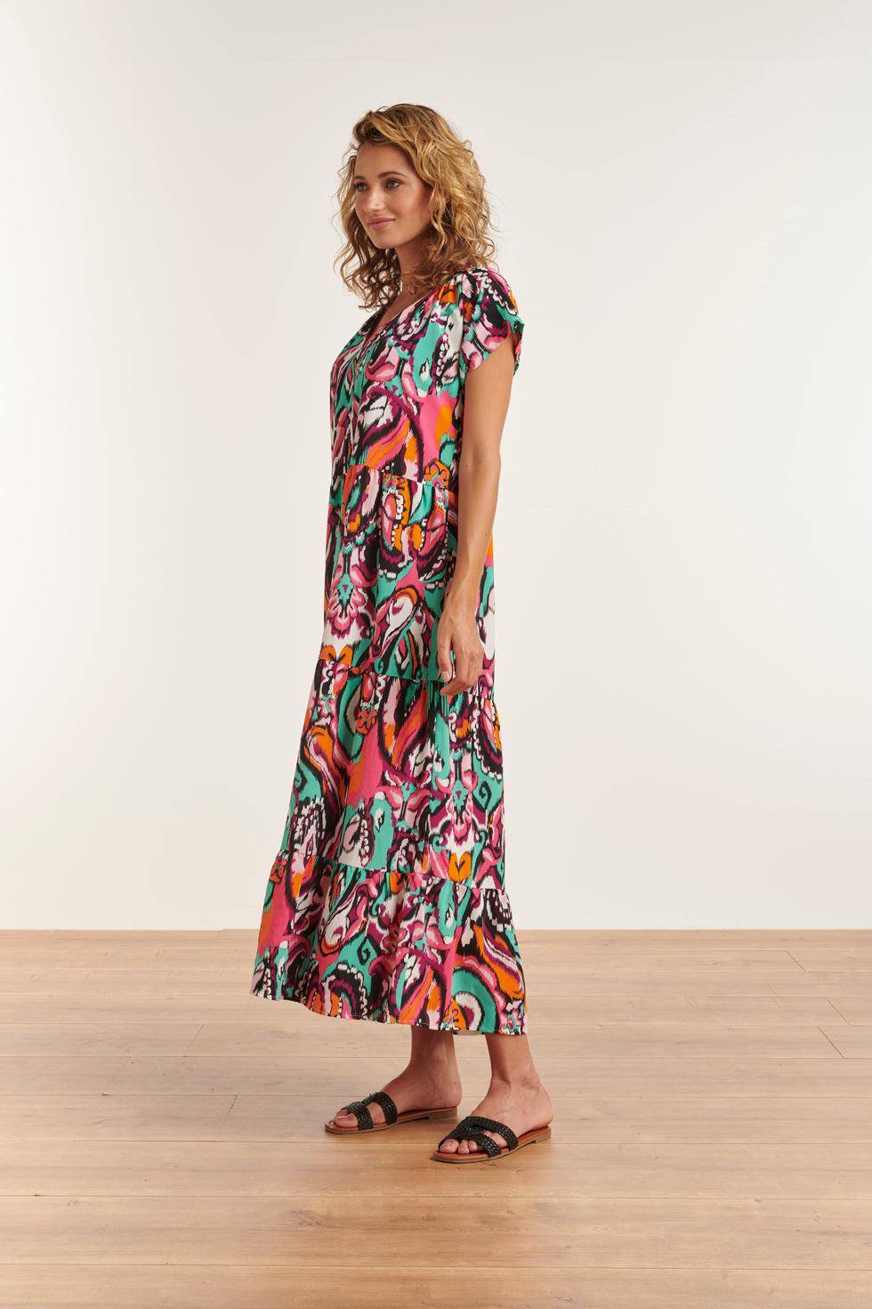 23327 Losvallende Zomerjurk Met Grafische Print | Muticolour