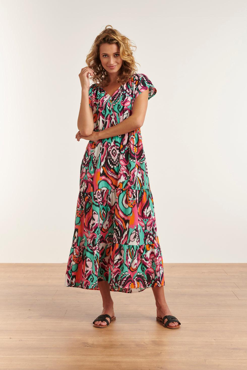 23327 Losvallende Zomerjurk Met Grafische Print | Muticolour