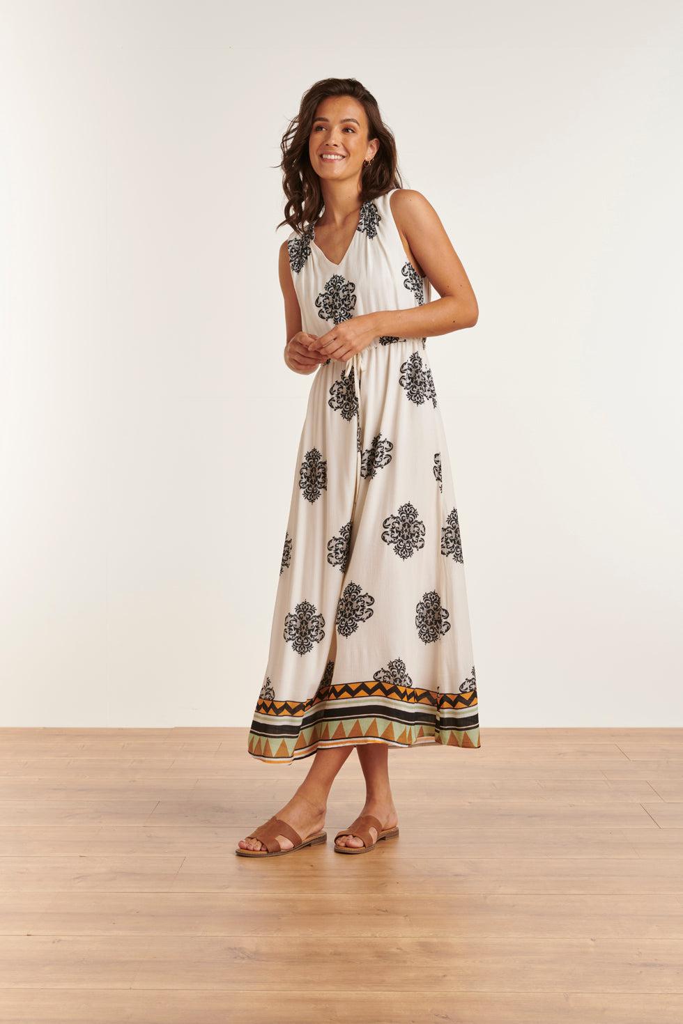 23334 Zomerjurk Met Ornament Print | Muticolour